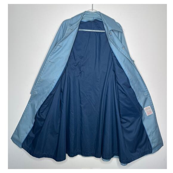 1960s London Fog Blue Belted Rain Coat With Big Pockets fall winter large - Picture 5 of 10